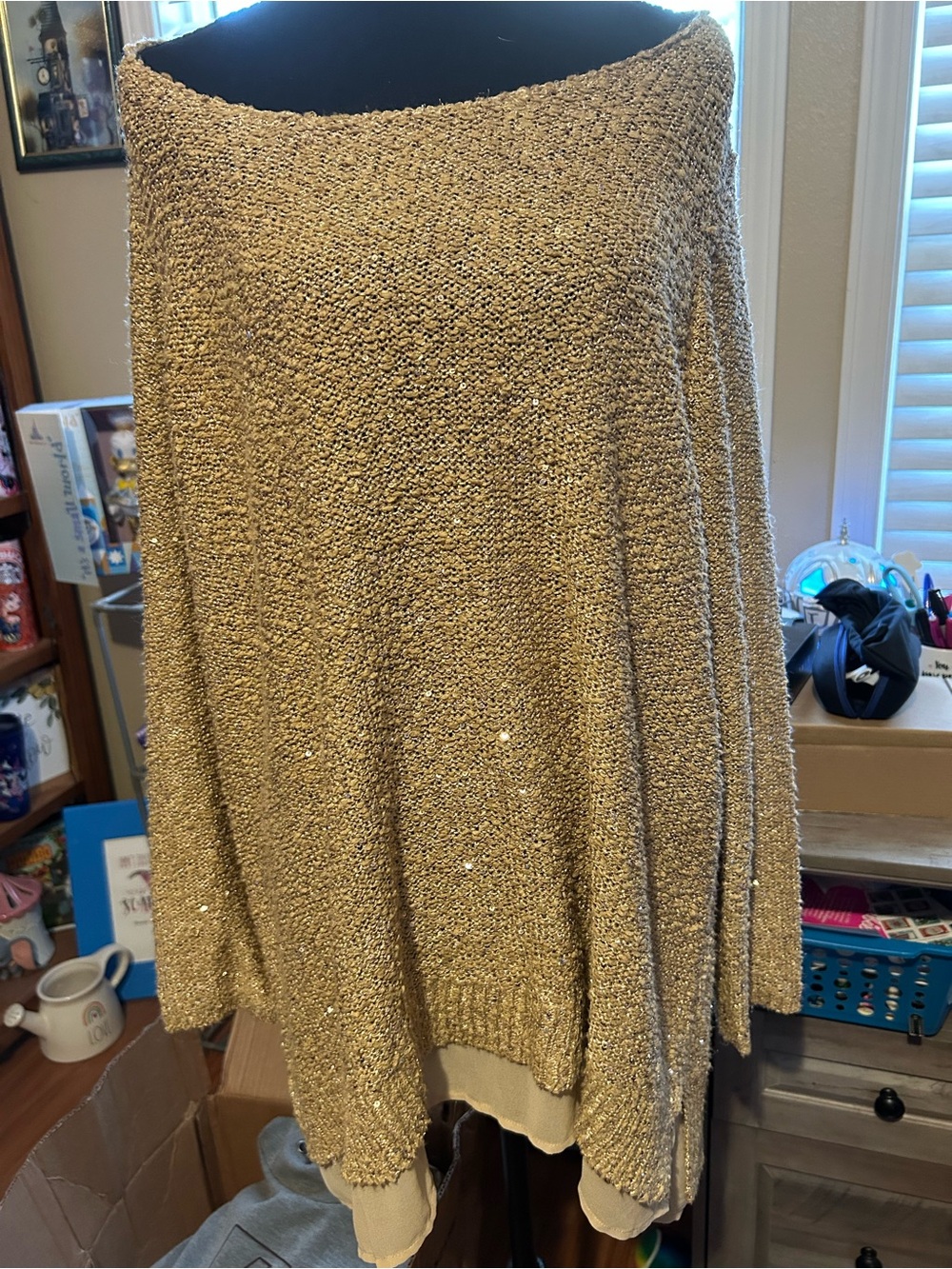 Alfani Gold Sparkle Knit Women's Sweater